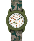 TIMEX TIME MACHINES® 29mm Green Camo Elastic Fabric Kids Watch