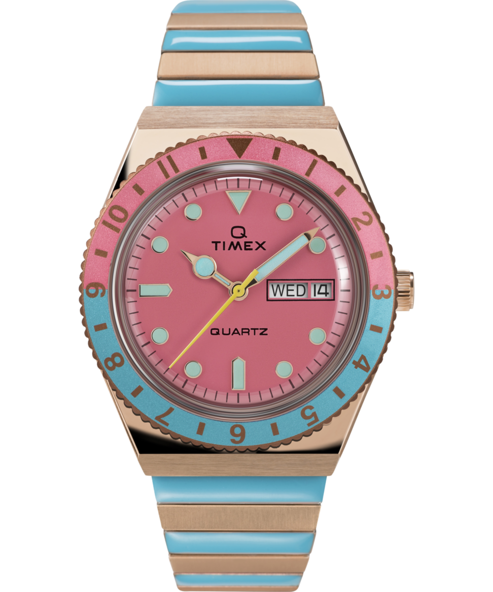 Q Timex Malibu 36mm Stainless Steel Expansion Band Watch