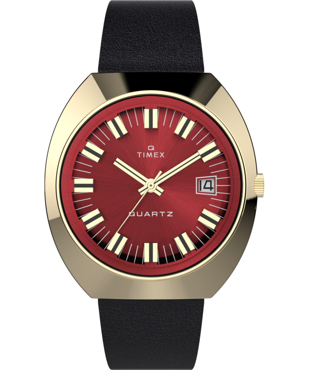 Q Timex 1972 Reissue 43x39mm Leather Strap Watch