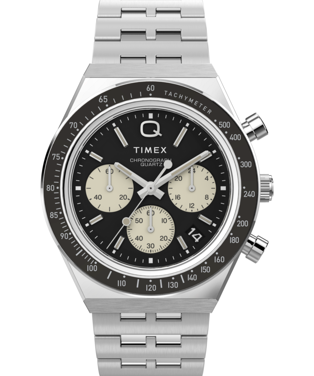 Q Timex Chronograph 40mm Stainless Steel Bracelet Watch