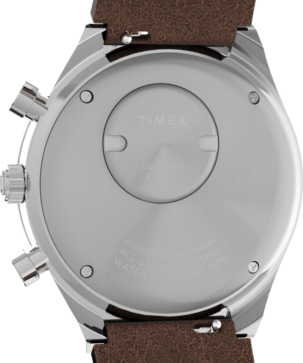 Q Timex Chronograph 40mm Leather Strap Watch