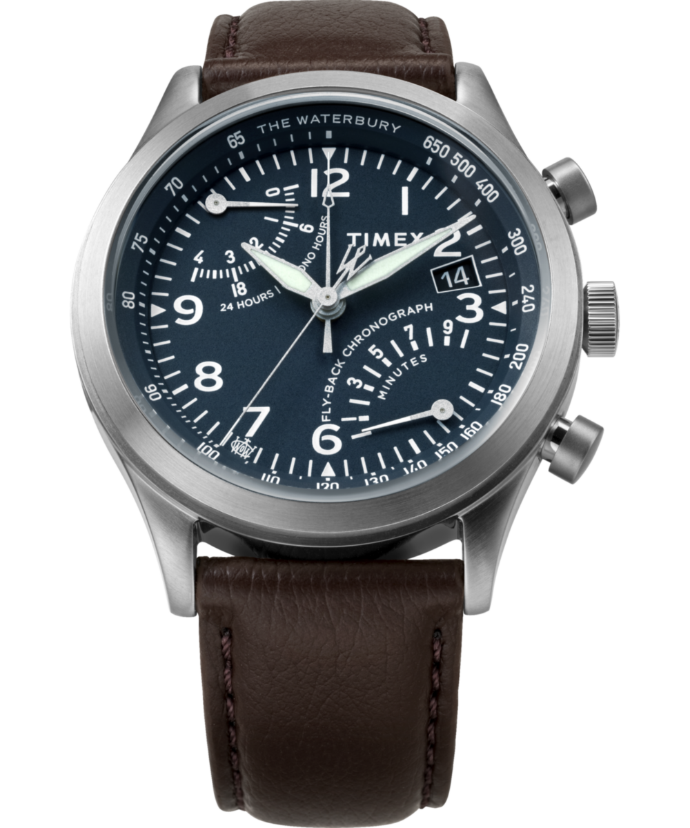 Waterbury Traditional Fly Back Chronograph 43mm Leather Strap Watch