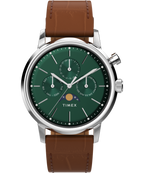 Marlin® Moon Phase 40mm Leather Strap Watch