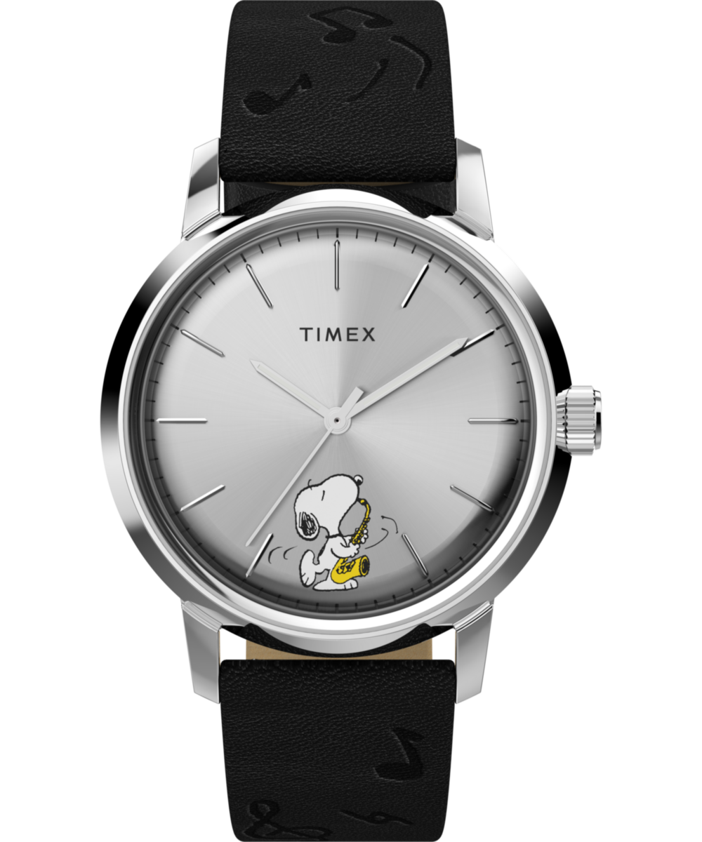 Timex x Peanuts Marlin® Automatic Saxophonist 40mm Leather Strap Watch