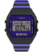 Timex x Wednesday T80 36mm Stainless Steel Black and Purple Expansion Band Watch