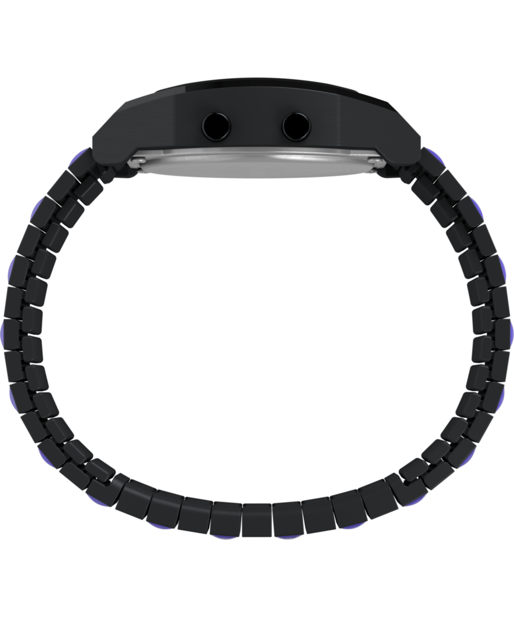 Timex x Wednesday T80 36mm Stainless Steel Black and Purple Expansion Band Watch