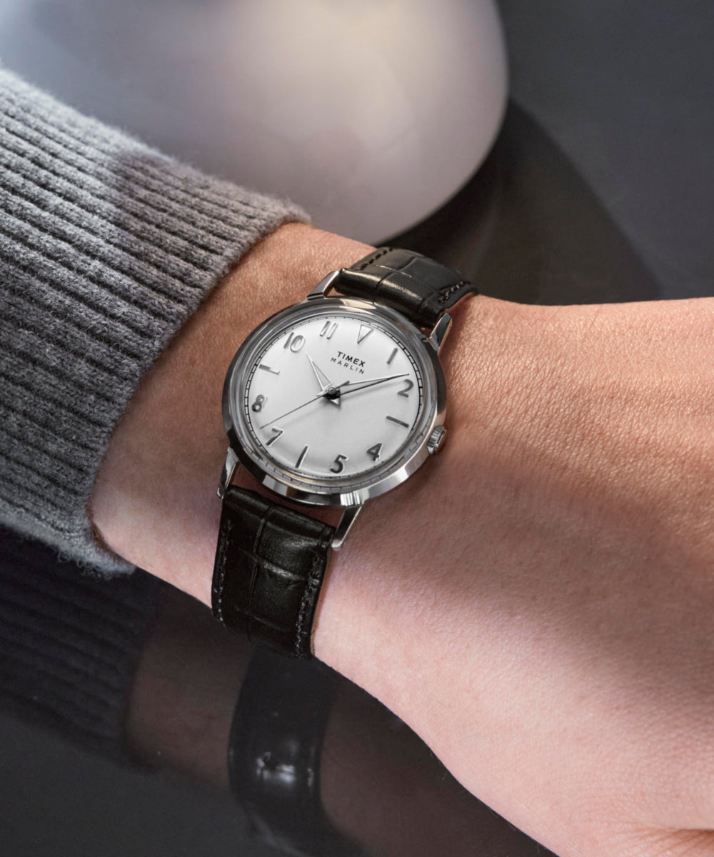 Marlin® Quartz 34mm Leather Strap Watch