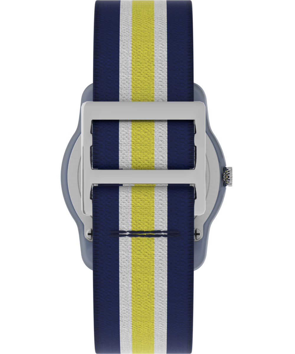 TIMEX TIME MACHINES® 29mm Blue/Yellow Stripe Elastic Fabric Kids Watch