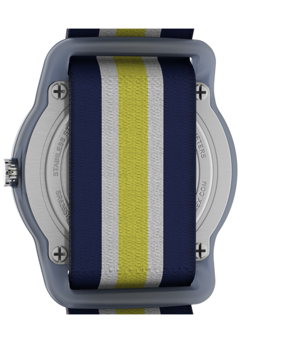 TIMEX TIME MACHINES® 29mm Blue/Yellow Stripe Elastic Fabric Kids Watch