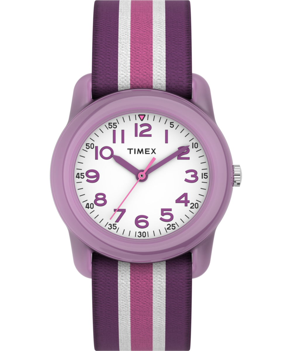 TIMEX TIME MACHINES® 29mm Purple Stripe Elastic Fabric Kids Watch
