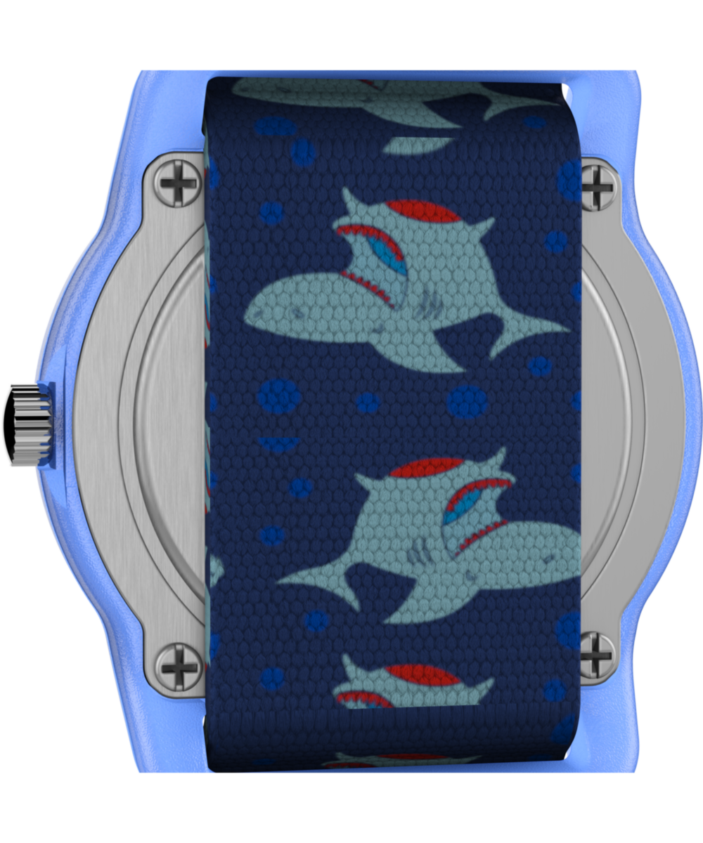 TIMEX TIME MACHINES® 29mm Blue Shark Elastic Fabric Kids Watch